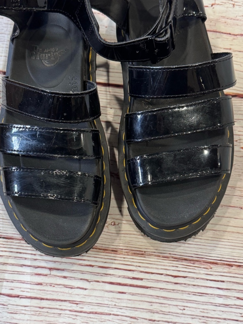 Dr Martens Docs Blaire Patent Leather Strap Sandals in Black Sz 6 - Picture 10 of 15